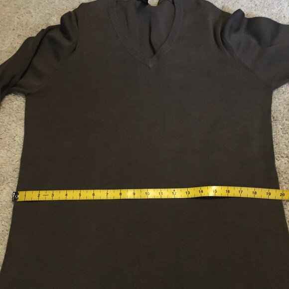 Club Monaco Long Brown Cotton Blend Knit V-Neck Sweater - Picture 11 of 14